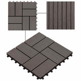 11 pcs Decking Tiles WPC 30x30 cm 1 sqm Dark Brown 45033
