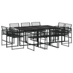 ZNTS 11 Piece Garden Dining Set Black Poly Rattan 3295039