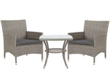 3 Pieces Rattan Bistro Set, Wicker Garden Furniture Set with 2-Tier Coffee Table and Chairs, T3398P313580