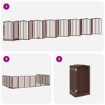 Dog Gate with Door Foldable 15 Panels Brown 750 cm Poplar Wood 3155608