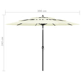 3-Tier Garden Parasol with Aluminium Pole Sand 3 m 313868