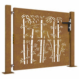Garden Gate 100x100 cm Corten Steel Bamboo Design 153239