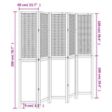 Room Divider 5 Panels White Solid Wood Paulownia 358727