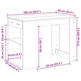 Desk with Drawer and Shelf Concrete Grey 102x62x77.5 cm Engineered Wood 858689