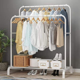 ZNTS Heavy Duty Double Clothes Rail Hanging Rack Garment Display Stand Storage Shelf 29505131