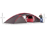 4-6 Man Family Camping Tent w/ 2 Bedrooms and a Living Room, Waterproof Tunnel Tent w/ Sewn In T3398P349063