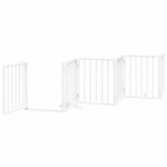 Dog Gate with Door Foldable 15 Panels White 750 cm Poplar Wood 3155537