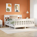 ZNTS Bed Frame without Mattress White 200x200 cm Solid Wood Pine 3323249