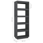 Book Cabinet/Room Divider Grey 60x35x167 cm Solid Pinewood 810876