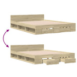 Bed Frame with Drawers without Mattress Sonoma Oak 120x200 cm 3280757