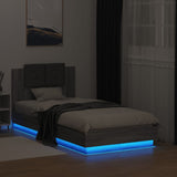 ZNTS Bed Frame with LED without Mattress Grey Sonoma 90x190 cm Single 3210064