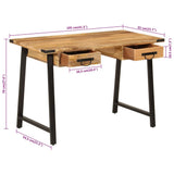 Desk with Drawers 105x55x70 cm Solid Wood Mango and Iron 372733