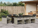 Garden Dining Set 9 pcs Light Grey Poly Rattan 3380708