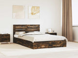 Bed Frame with Drawer Smoked Oak 135 x 190 cm Engineered Wood 3411655
