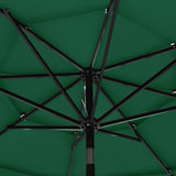 3-Tier Garden Parasol with Aluminium Pole Green 3 m 313869