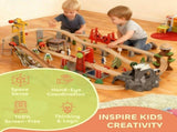 100 Piece Wooden Train Set for Kids 3 Years with Track, Crane, Battery Operated Train T3398P422463