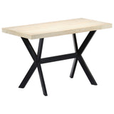 Dining Table White and black Solid mango wood, steel 120x60x75 cm 247442
