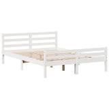 Bed Frame without Mattress White 150x200 cm King Size Solid Wood Pine 3301613