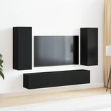 TV Cabinet Set Wall-mounted 4 pcs Black oak 160 x 30 x 30 cm 3393208