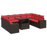 15 Piece Garden Sofa Set with Cushions Brown Poly Rattan Acacia 3326865