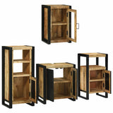 Bathroom Furniture Set with Shelf 4 pcs Brown Solid Mango Wood 3305696