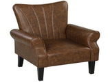 Upholstered Accent Chair with Rolled Arms and Wood Legs, Armchair for Living Room Bedroom, Brown T3398P377932
