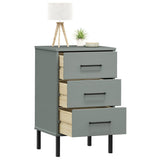 Bedside Cabinet with Metal Legs Grey Solid Wood Pine OSLO 350977
