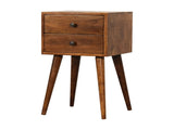 Solid Wood Mini Chestnut Bedside, 2 Drawers, Dark Brown B2743P402950