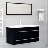 Sink Cabinet Black Engineered Wood 100 cm x 38.5 cm x 48 cm Sleek 804720