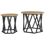 Side Table 2 pcs Artisan Oak Engineered Wood and Steel 868248