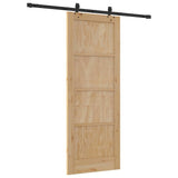 Sliding Door Natural and Black 78 x 202 cm Solid Pine Wood 3333498