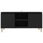 TV Cabinet with Solid Wood Legs Black 103.5x35x50 cm 805960