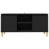 TV Cabinet with Solid Wood Legs Black 103.5x35x50 cm 805960