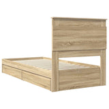 Storage Bed with Drawer Sonoma Oak 100 x 200 cm Engineered Wood 3410265