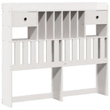 Bookcase Bed without Mattress White 135x190 cm Double Solid Wood Pine 3321734