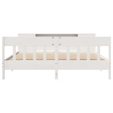 ZNTS Bookcase Bed without Mattress White 200x200cm Solid Wood Pine 3323171