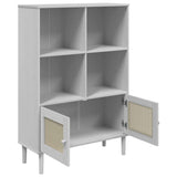 Bookcase SENJA Rattan Look White 90x35x130 cm Solid Wood Pine 358062