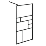 Walk-in Shower Wall with Shelf Black 90x195 cm ESG Glass&Aluminium 3185461