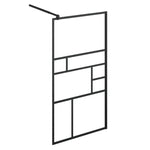 ZNTS Walk-in Shower Wall with Shelf Black 90x195 cm ESG Glass&Aluminium 3185461