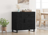 Sideboard Black Oak 69.5 x 34 x 90 cm Engineered Wood and Iron 881542