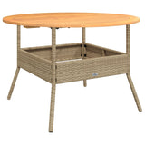 Garden Table with Acacia Wood Top Beige 110x71 cm Poly Rattan 368627