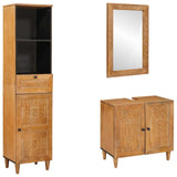 Bathroom Furniture Set with Drawer 3 pcs Brown Engineered Wood 3310067