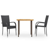 Dining Set Black Solid Acacia wood Standard 3072482