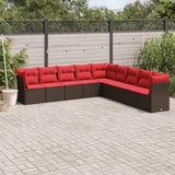 9 Piece Garden Sofa Set with Cushions Brown Poly Rattan 3217784