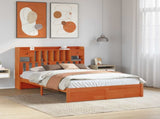 Bookcase Bed Frame with Headboard with Drawer Solid Pine Wood 3423797
