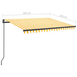 Manual Retractable Awning with LED 3x2.5 m Yellow and White 3070103