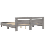 Bed Frame with LED without Mattress Grey Sonoma 200x200 cm 3207523