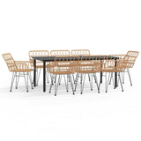 9 Piece Garden Dining Set Poly Rattan 3157865