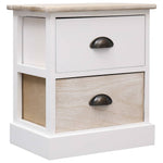 Nightstands 2 pcs White and Natural 38x28x45 cm Paulownia Wood 284057