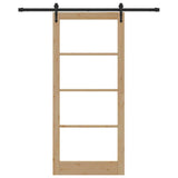 Sliding Door Natural 93 x 211 cm Solid Pine Wood and Glass 3332345